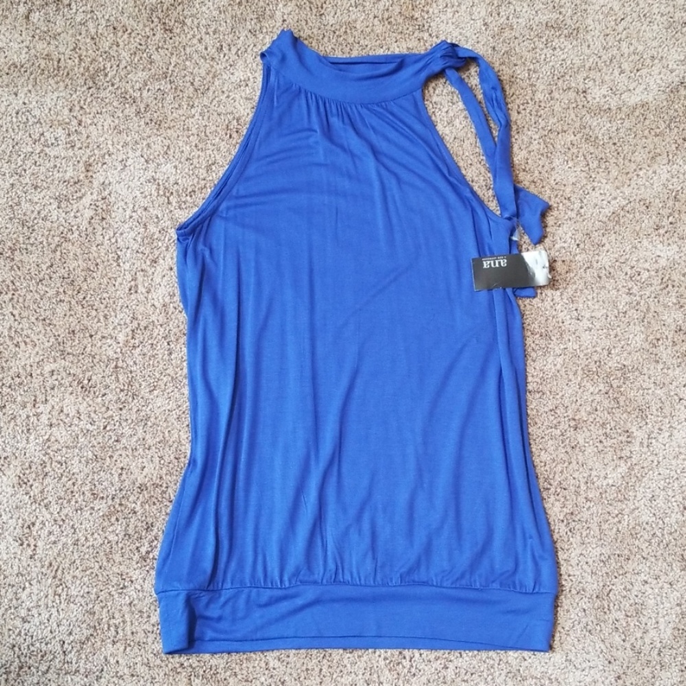 Blue a.n.a halter top with tie at neck